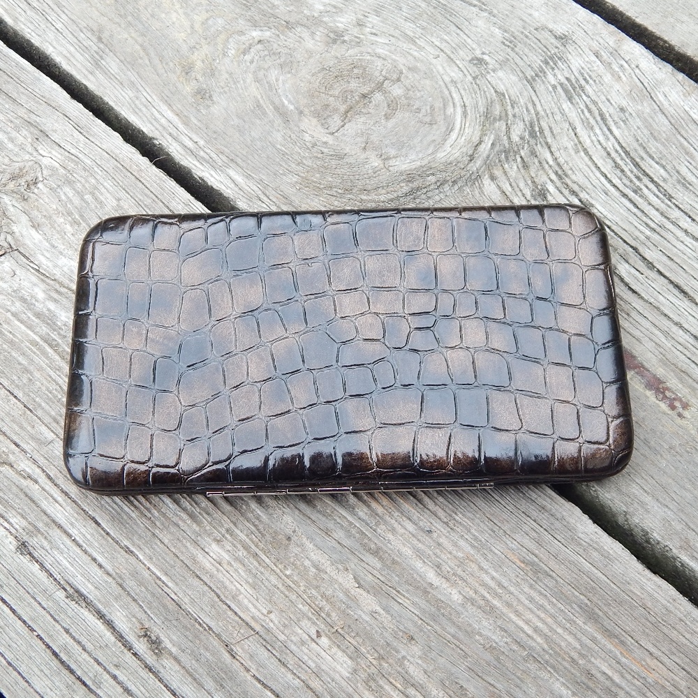 Leopard print faux leather croc clutch bag unused